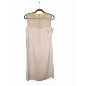 Daymor Couture Ivory Sleeveless Sheath Dress Rhinestone-Embellished Mesh Sz 12